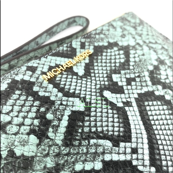 🎄 SANTA’S DEAL 🎄 Michael Kors Clutch ZIP XL Embossed Leather Jade 35S0GTVW4G - Picture 7 of 8